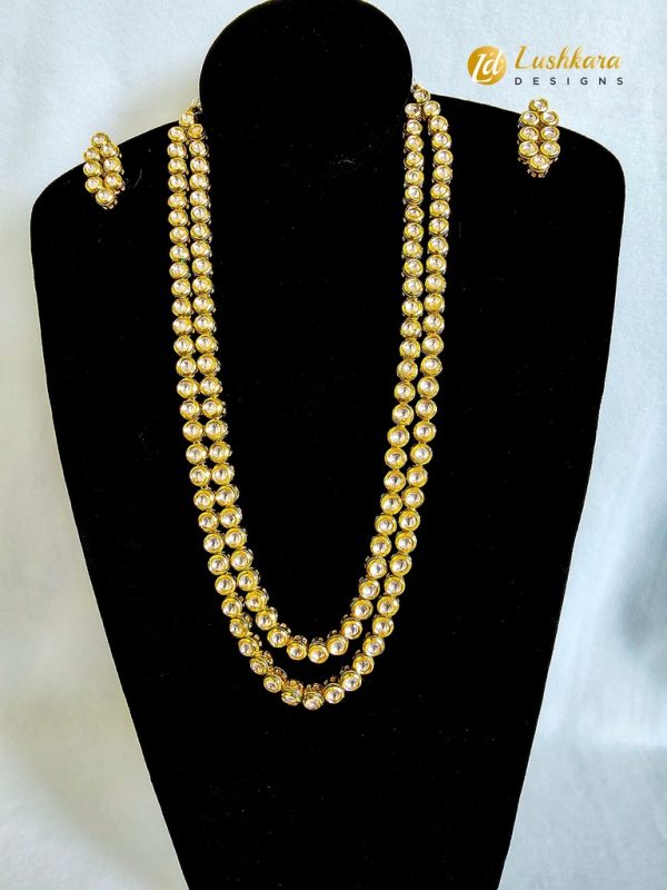 Lushkara White Kundan Polki Necklace Set