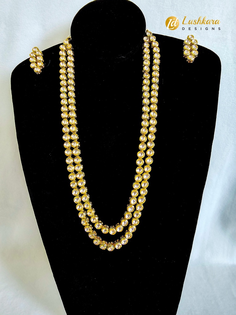 Lushkara White Kundan Polki Necklace Set