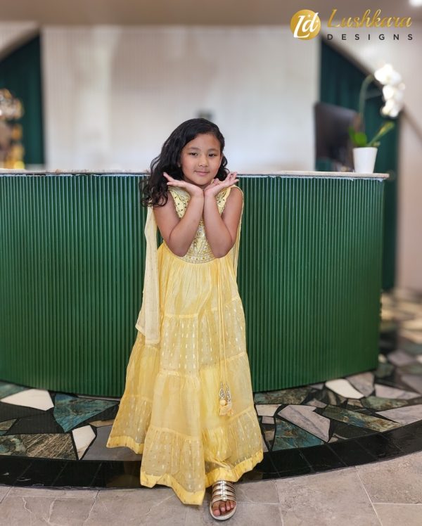 Lushkara Yellow Girls' Gown - Image 3