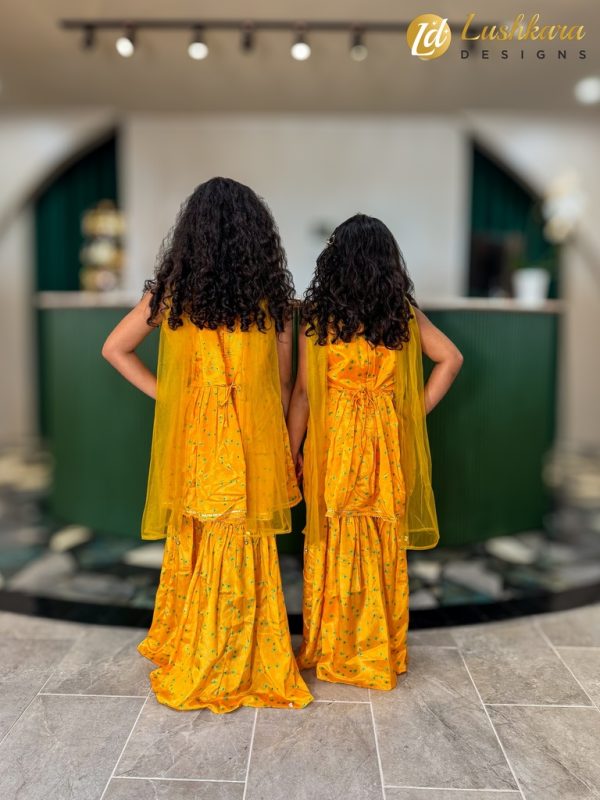 Lushkara Yellow Girls' Sharara Set - Image 2
