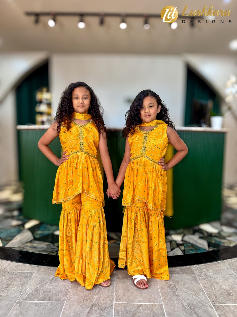 Lushkara Yellow Girls’ Sharara Set