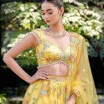 Lushkara Yellow Sequin and Pearl Embroidered Lehenga with Heavy Laces & Latkans