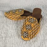 Lushkara Yellow and Gold Embroidered Slip-On Shoes