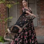 Midnight Bloom Black and Pink Threadwork Lehenga with Hand Work Tassle and Heavy Work Laces