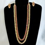 Red and White Kundan Polki Necklace Set