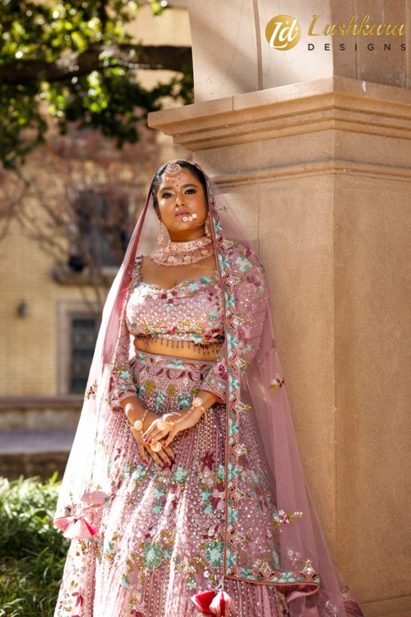 Lushkara Designs Rose Blush Bridal Lehenga - Image 4