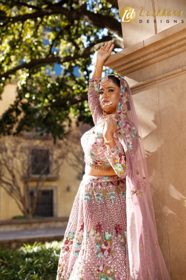 Lushkara Designs Rose Blush Bridal Lehenga - Image 2