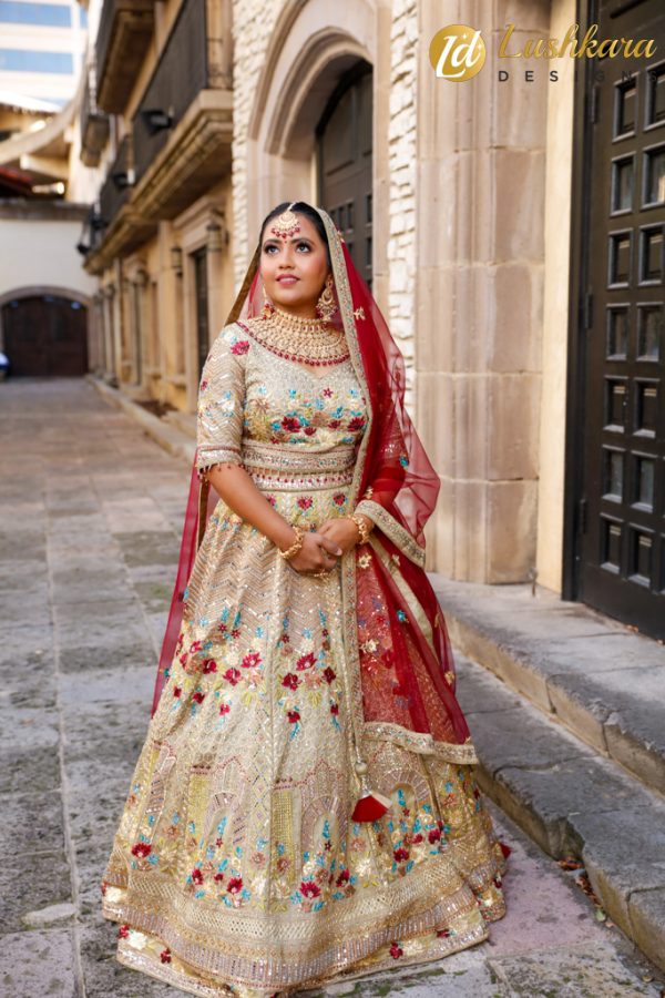 Lushkara Designs Golden Majesty Bridal Lehenga - Image 2