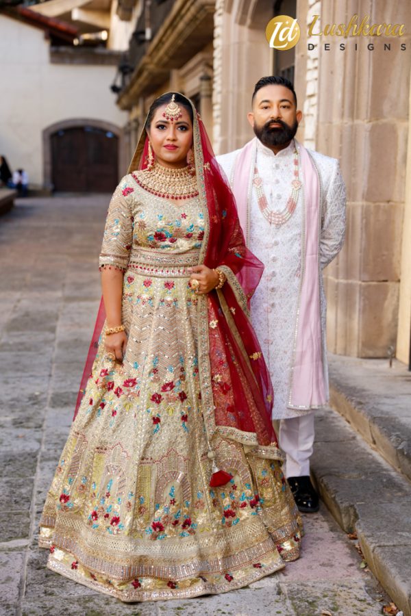 Lushkara Designs Golden Majesty Bridal Lehenga - Image 3