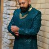 Lushkara Emerald Majesty Sherwani with Luxe Embellishments