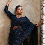 Lushkara Designs Midnight Elegance Black Embroidery Saree