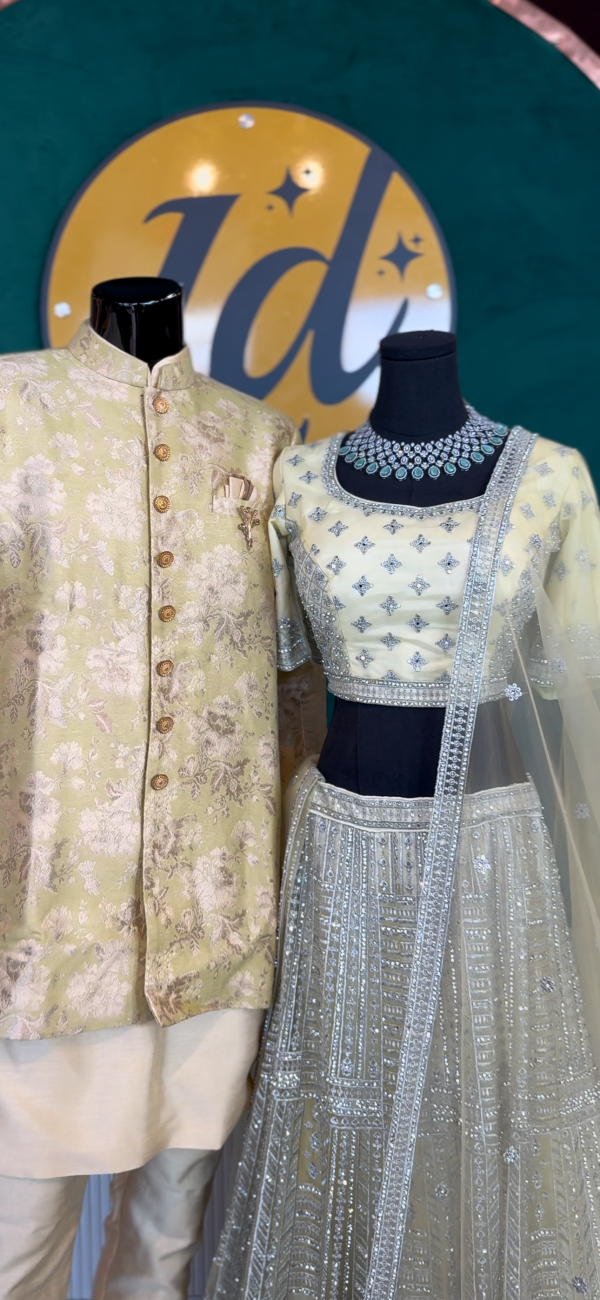 Lushkara Designs Lemon Yellow Elegance Lehenga - Image 3