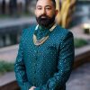 Lushkara Emerald Majesty Sherwani with Luxe Embellishments