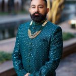 Lushkara Emerald Majesty Sherwani with Luxe Embellishments