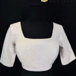 Lushkara Elegant White Embroidered Blouse with Subtle Sequin Detailing