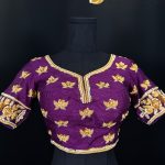 Lushkara Plum Purple Blouse with Intricate Gold Embroidery