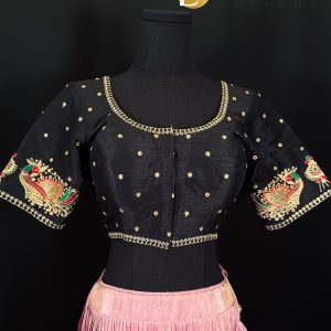 Lushkara Black Embroidered Blouse with Gold Detailing