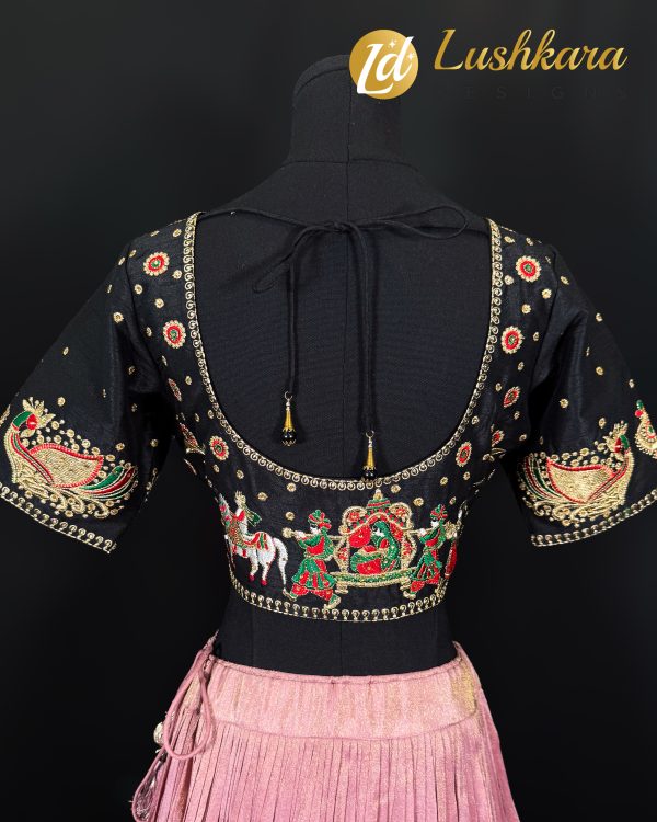 Lushkara Black Embroidered Blouse with Gold Detailing - Image 2