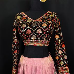 Black Embroidered Blouse with Multicolor Detailing