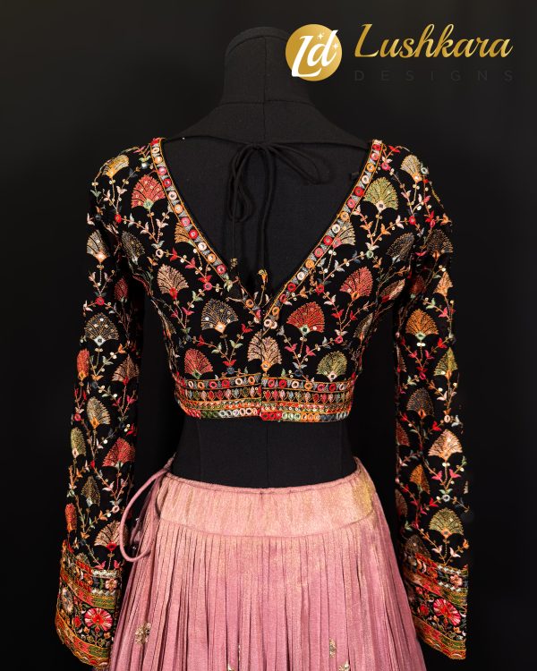 Black Embroidered Blouse with Multicolor Detailing - Image 2