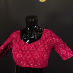 Lushkara Dark Red Embroidered Blouse with Sequin Detailing