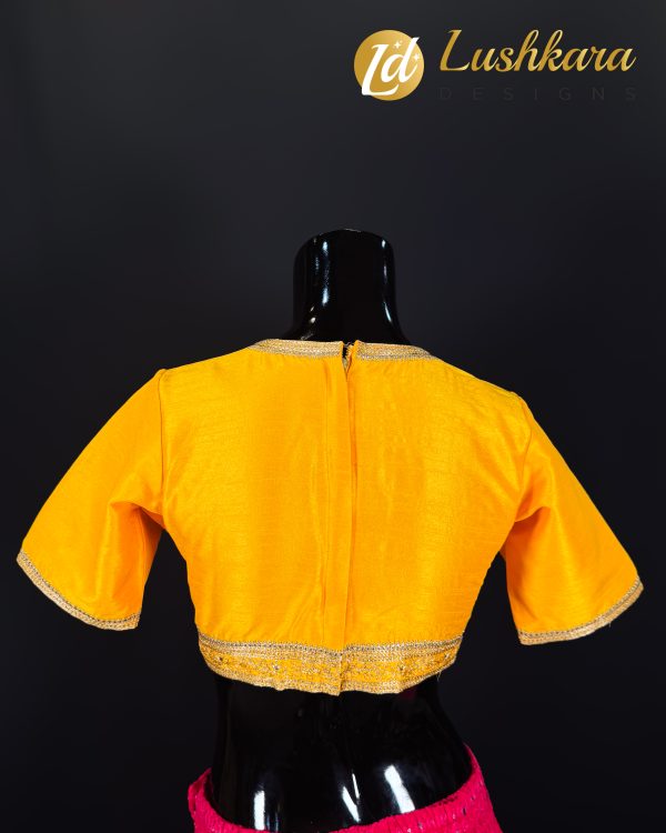 Lushkara Sunshine Yellow Blouse with Gold Embroidered Detailing - Image 2