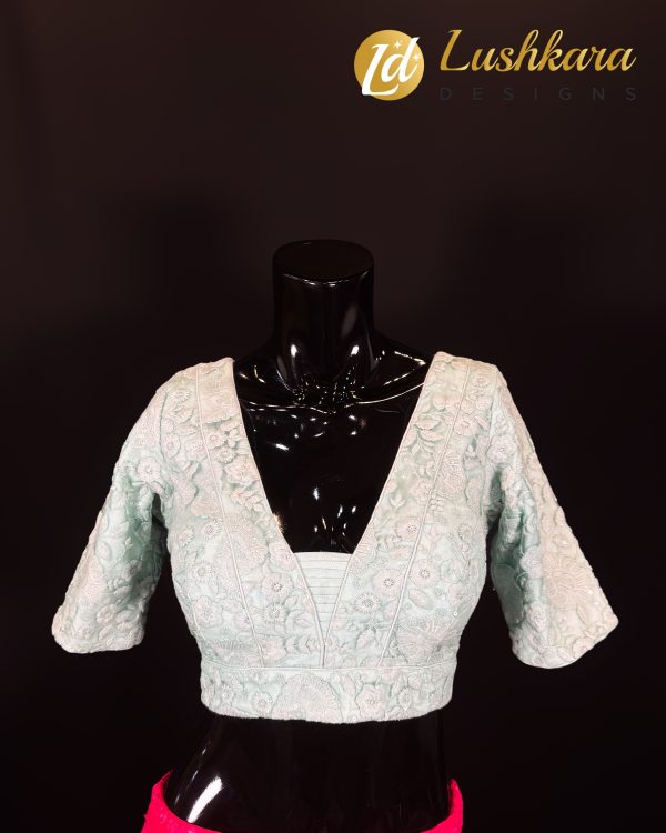 Lushkara Powder Blue Embroidered Blouse