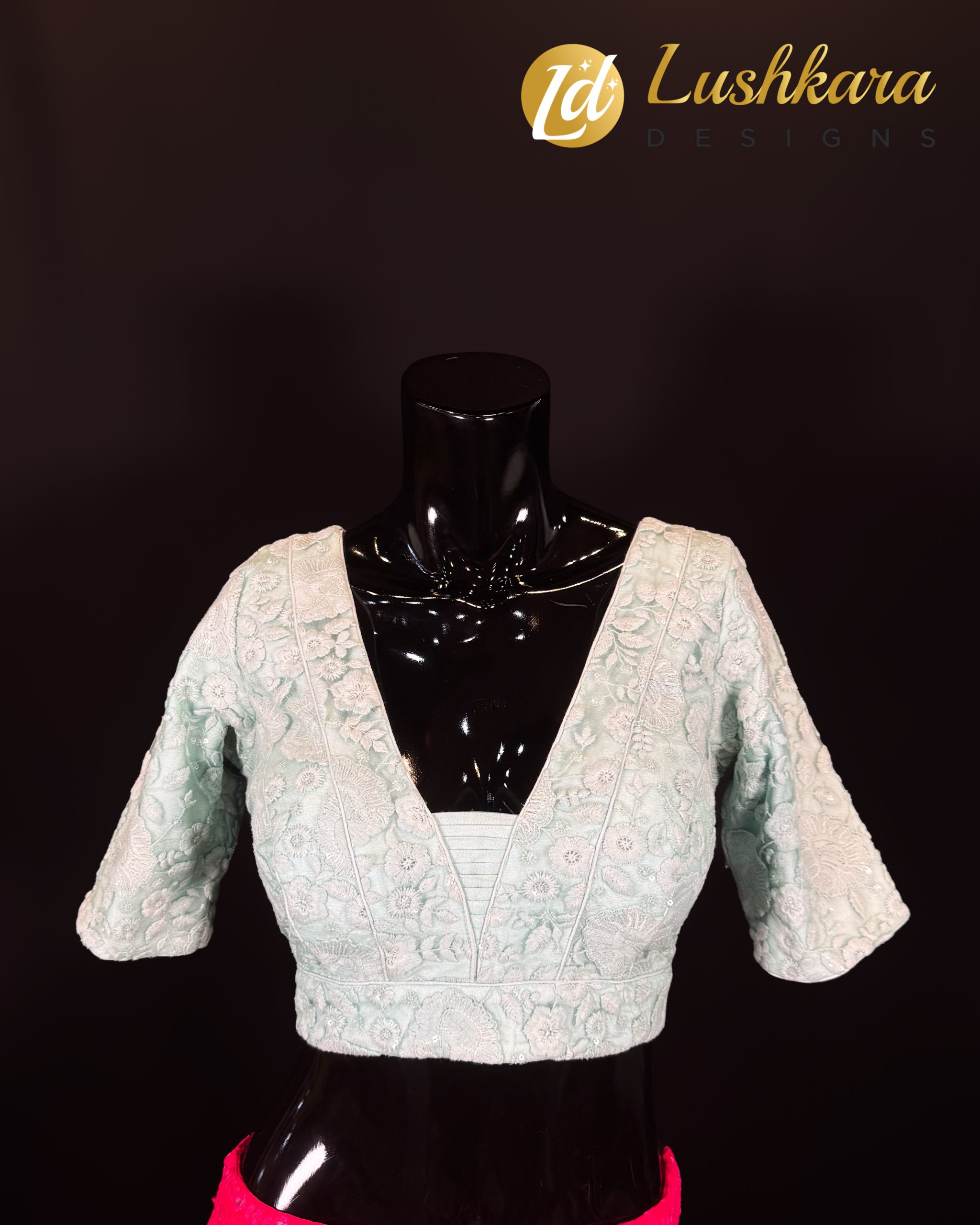Lushkara Powder Blue Embroidered Blouse