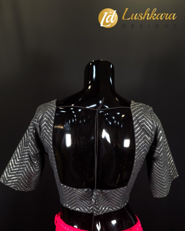 Lushkara Midnight Grey Sequin Chevron Blouse - Image 2