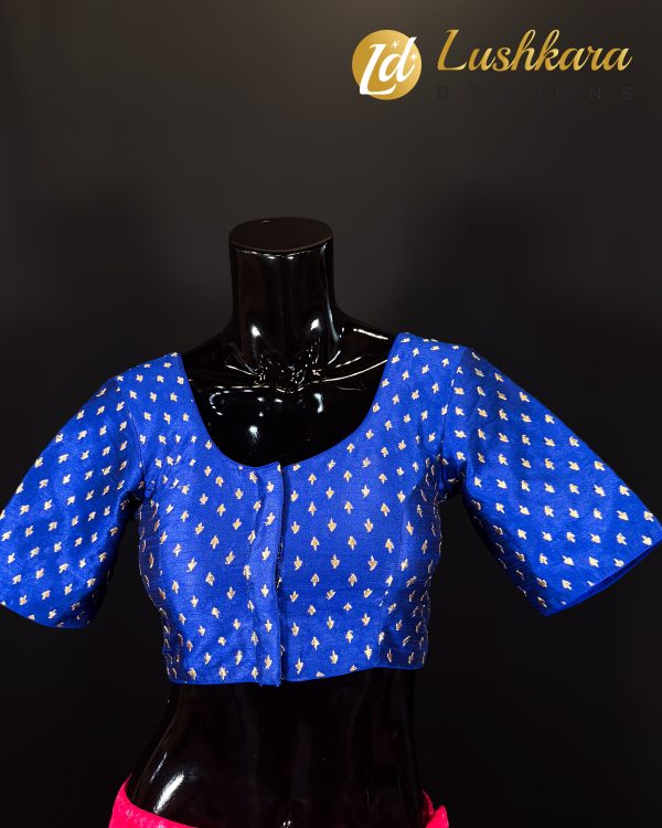 Lushkara Royal Blue Blouse with Golden Embroidery