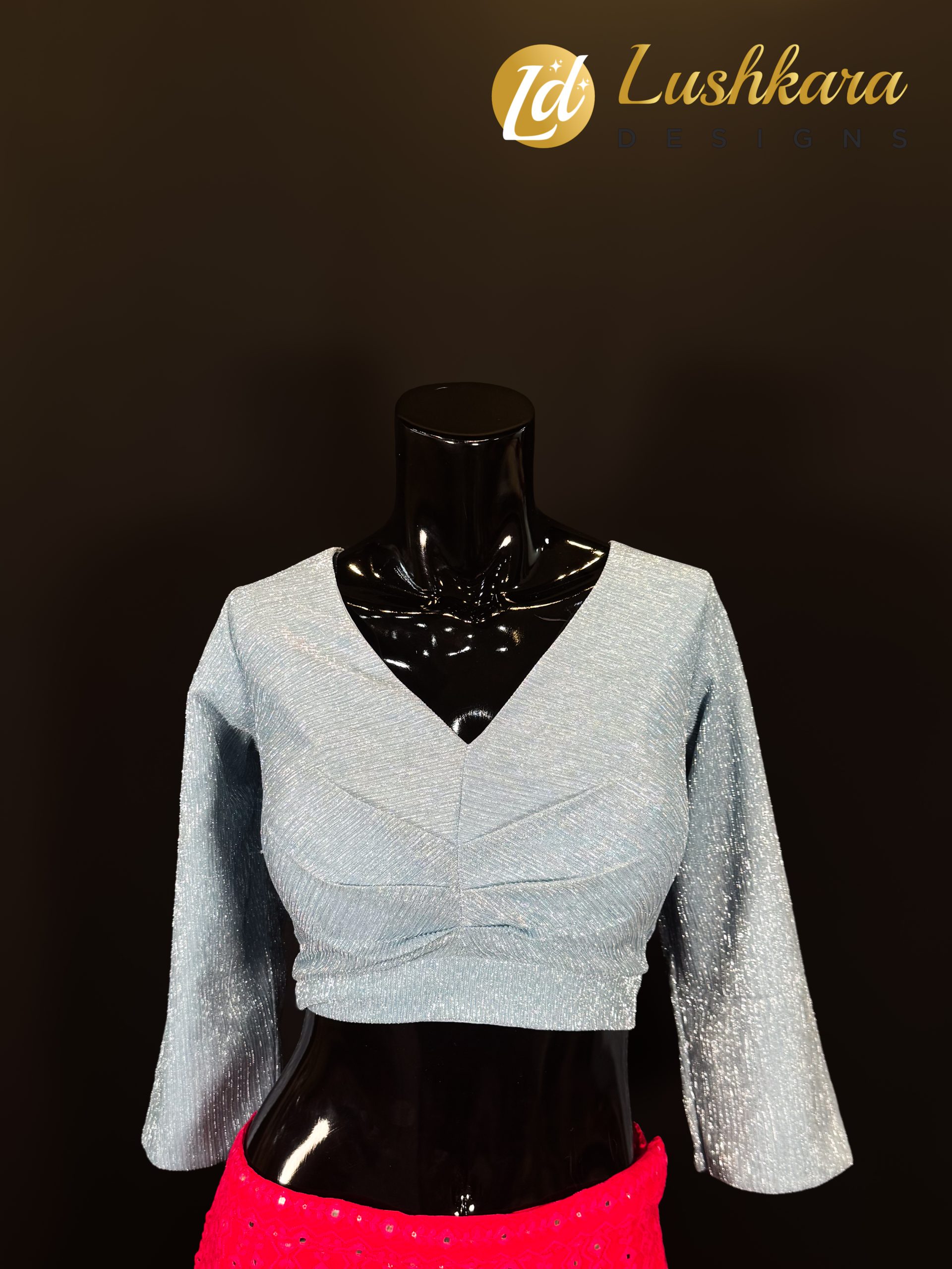 Lushkara Shimmering Silver Ruched Blouse
