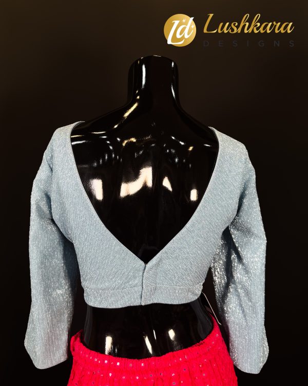 Lushkara Shimmering Silver Ruched Blouse - Image 2