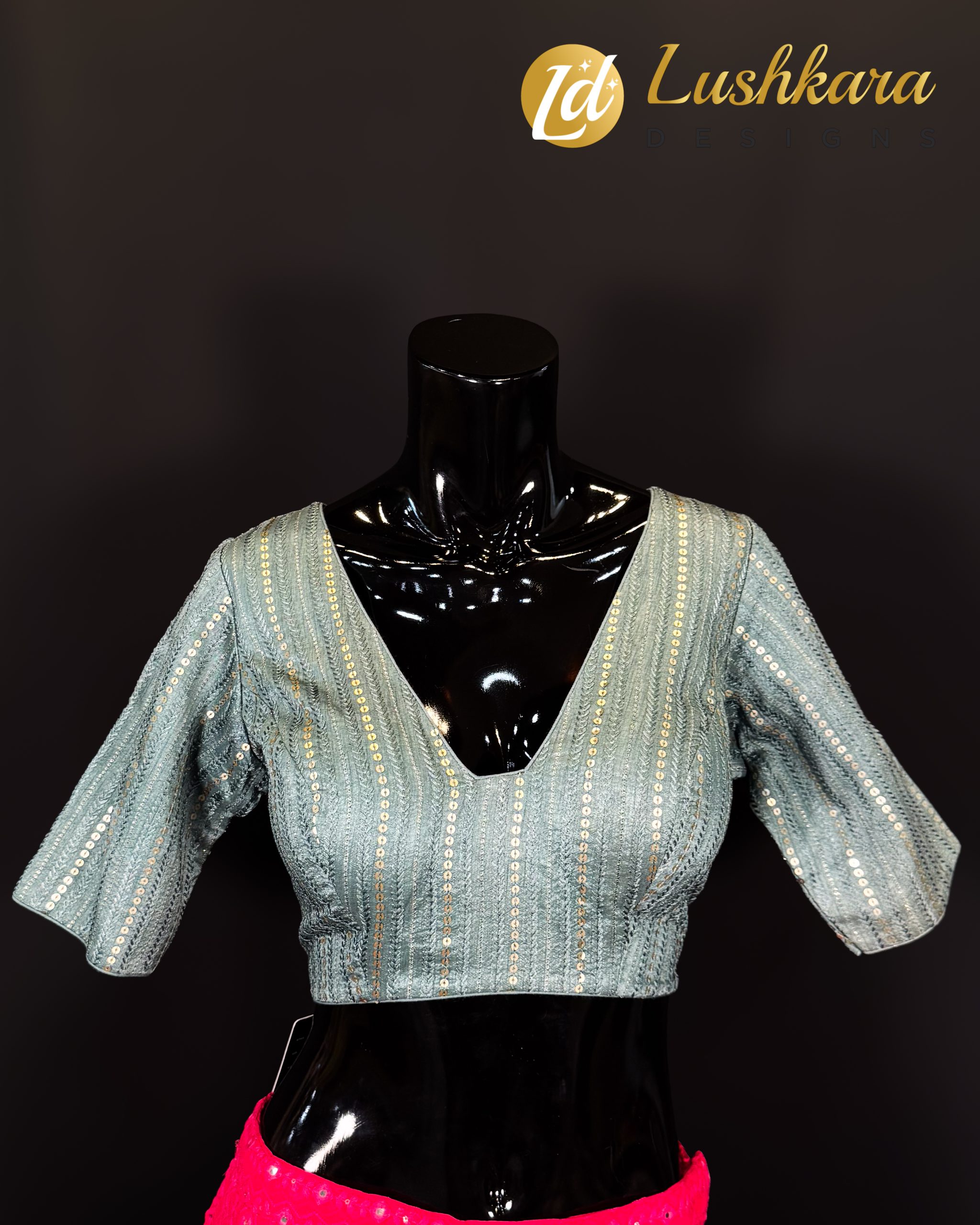 Lushkara Serene Sage Green Blouse with Sequin Detailing