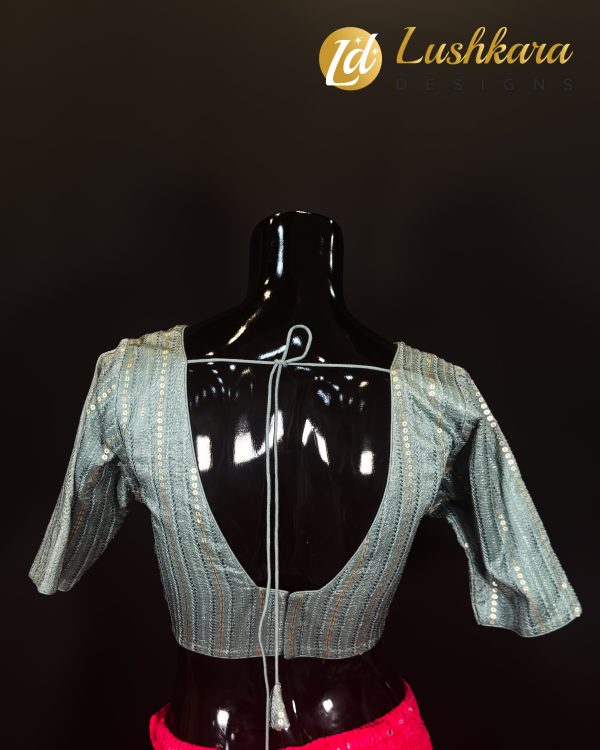 Lushkara Serene Sage Green Blouse with Sequin Detailing - Image 2