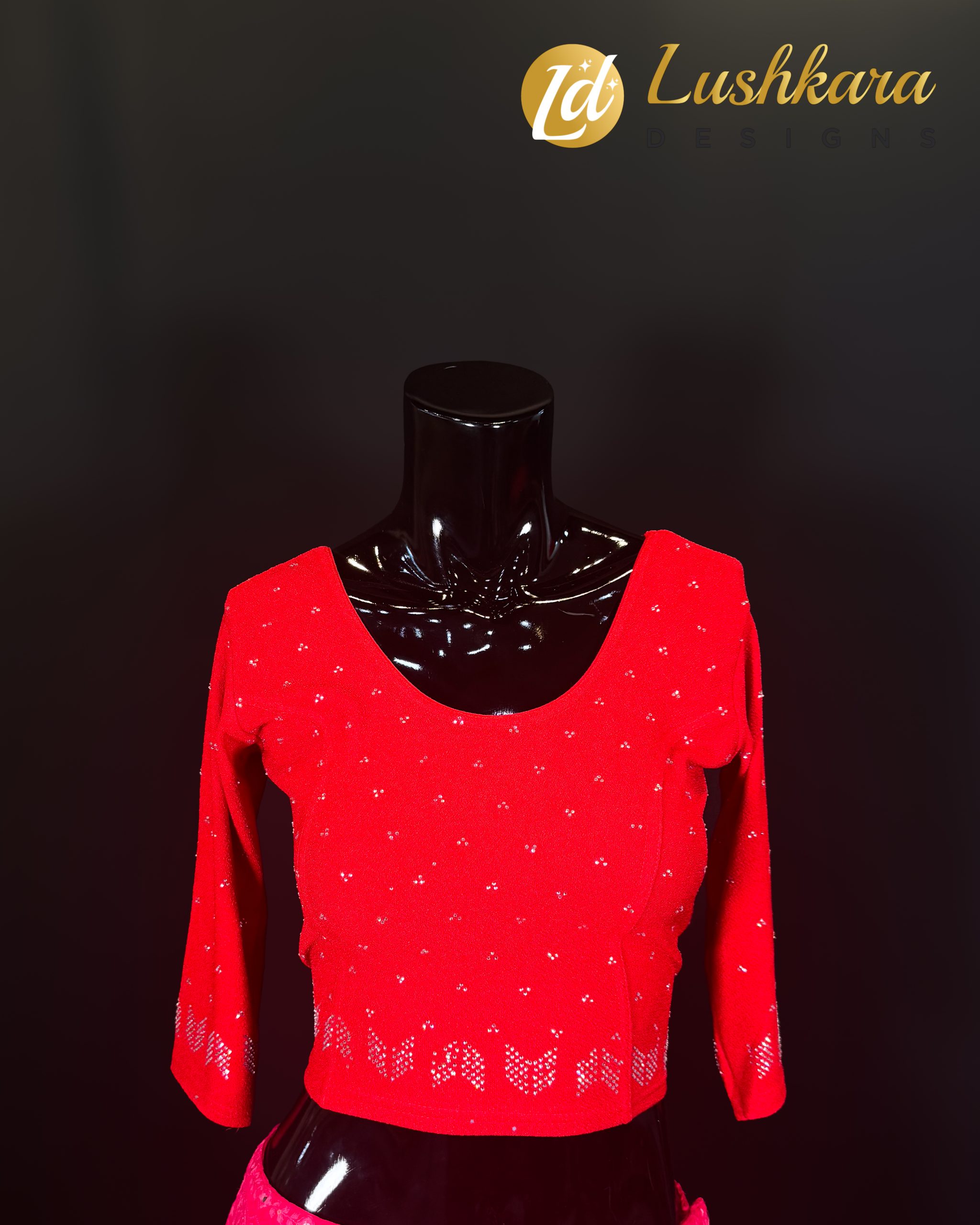 Lushkara Radiant Red Blouse with Embellished Detailing