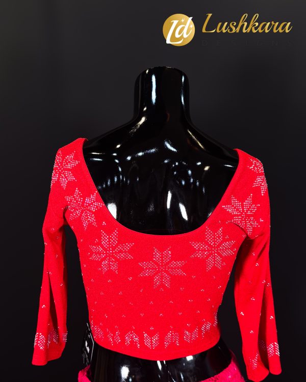 Lushkara Radiant Red Blouse with Embellished Detailing - Image 2