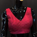 Lushkara Deep Red Mirror Work Blouse