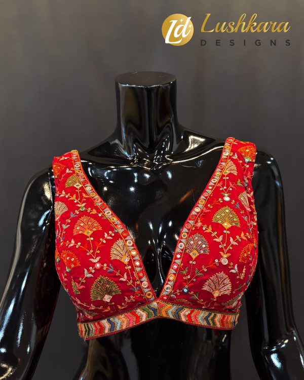 Lushkara Scarlet Red Embroidered Blouse