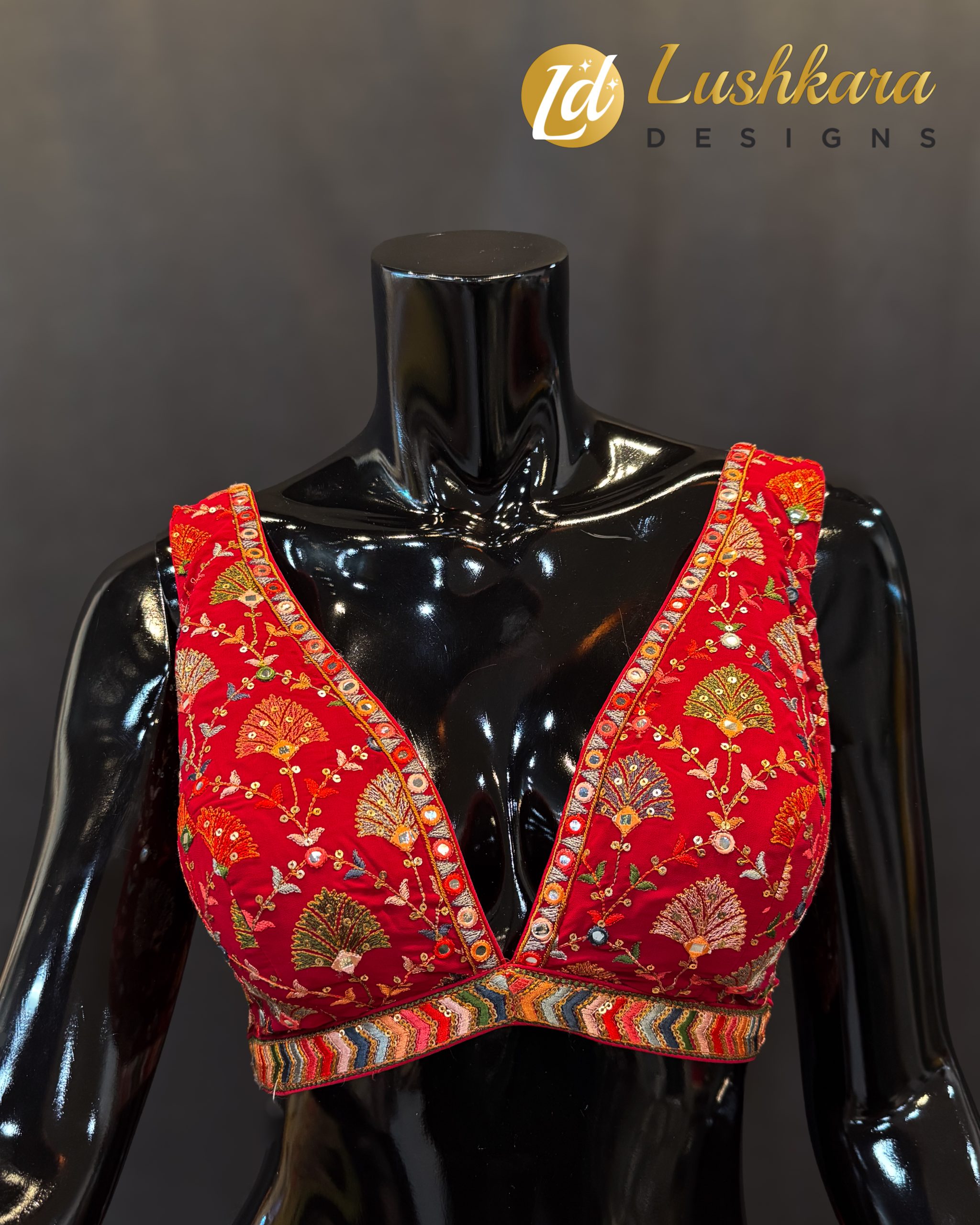 Lushkara Scarlet Red Embroidered Blouse