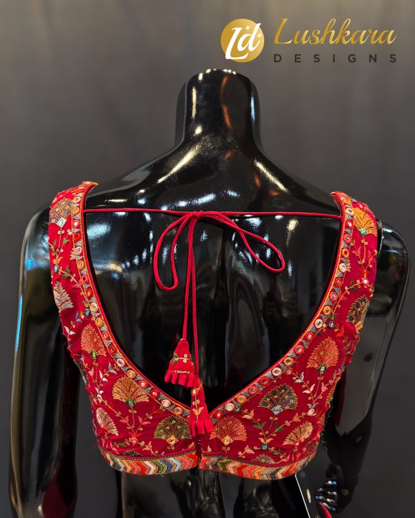 Lushkara Scarlet Red Embroidered Blouse - Image 2