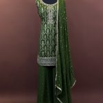 Lushkara Olive Green Gota Patti Sharara Set