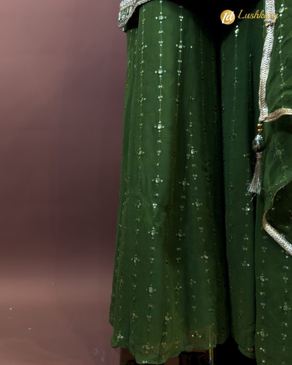 Lushkara Olive Green Gota Patti Sharara Set - Image 3