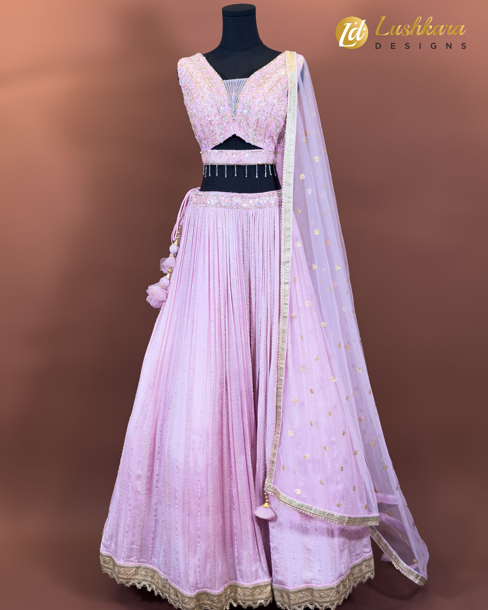 Lushkara Baby Pink Embellished Lehenga Set