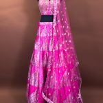 Mirror-Embroidered Geometric Pink Lehenga Set