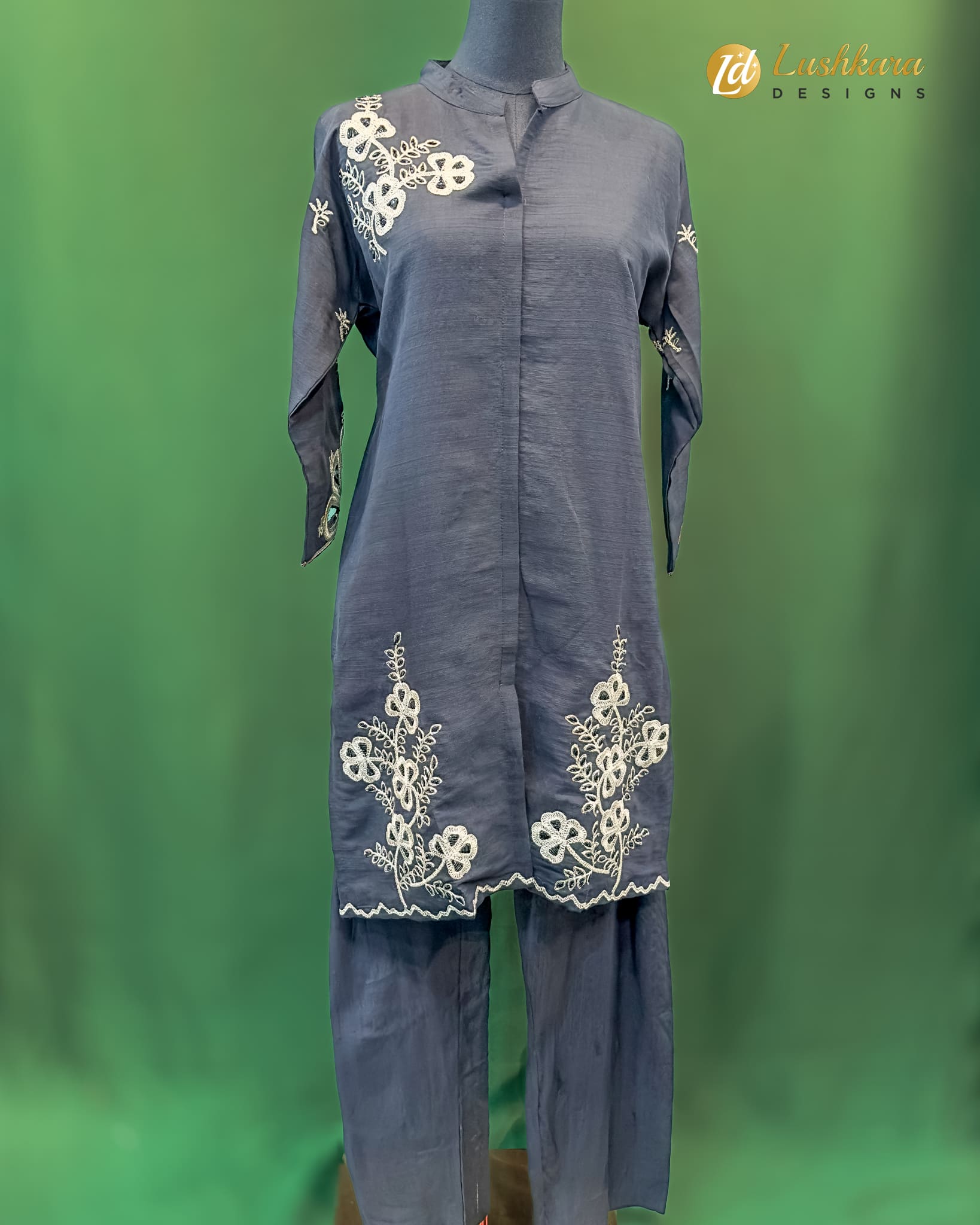 Lushkara Black Floral Embroidered Set