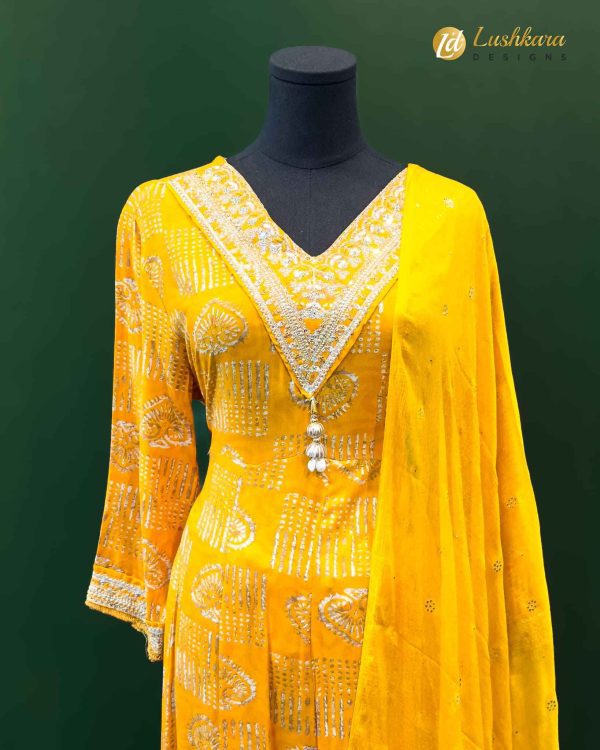 Lushkara Mustard Mirror Gota Suit - Image 2