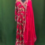 Lushkara Floral Red Gown Suit