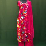 Lushkara Fuchsia Pink Floral Printed Suit Set with Dupatta