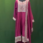 Lushkara Maroon Embroidered Cotton Suit Set with Dupatta