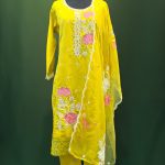 Lushkara Yellow & Pink Floral Embroidered Suit Set